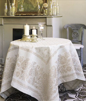 French Linen Jacquard Tablecloth (Berlioz. natural) - Click Image to Close